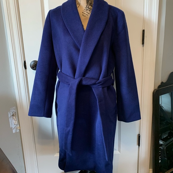 Madewell Shawl Collar Wrap Coat Night Sky, Size L - Picture 5 of 8